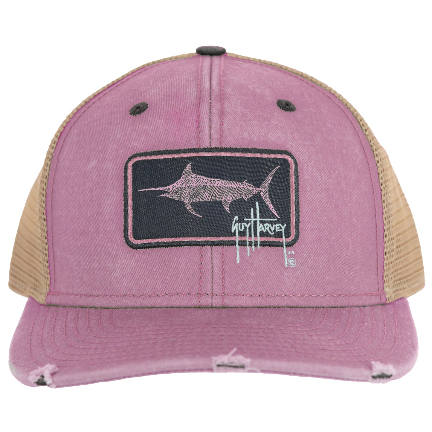 Ladies Pink Billfish Patch Mesh Trucker Hat View 1