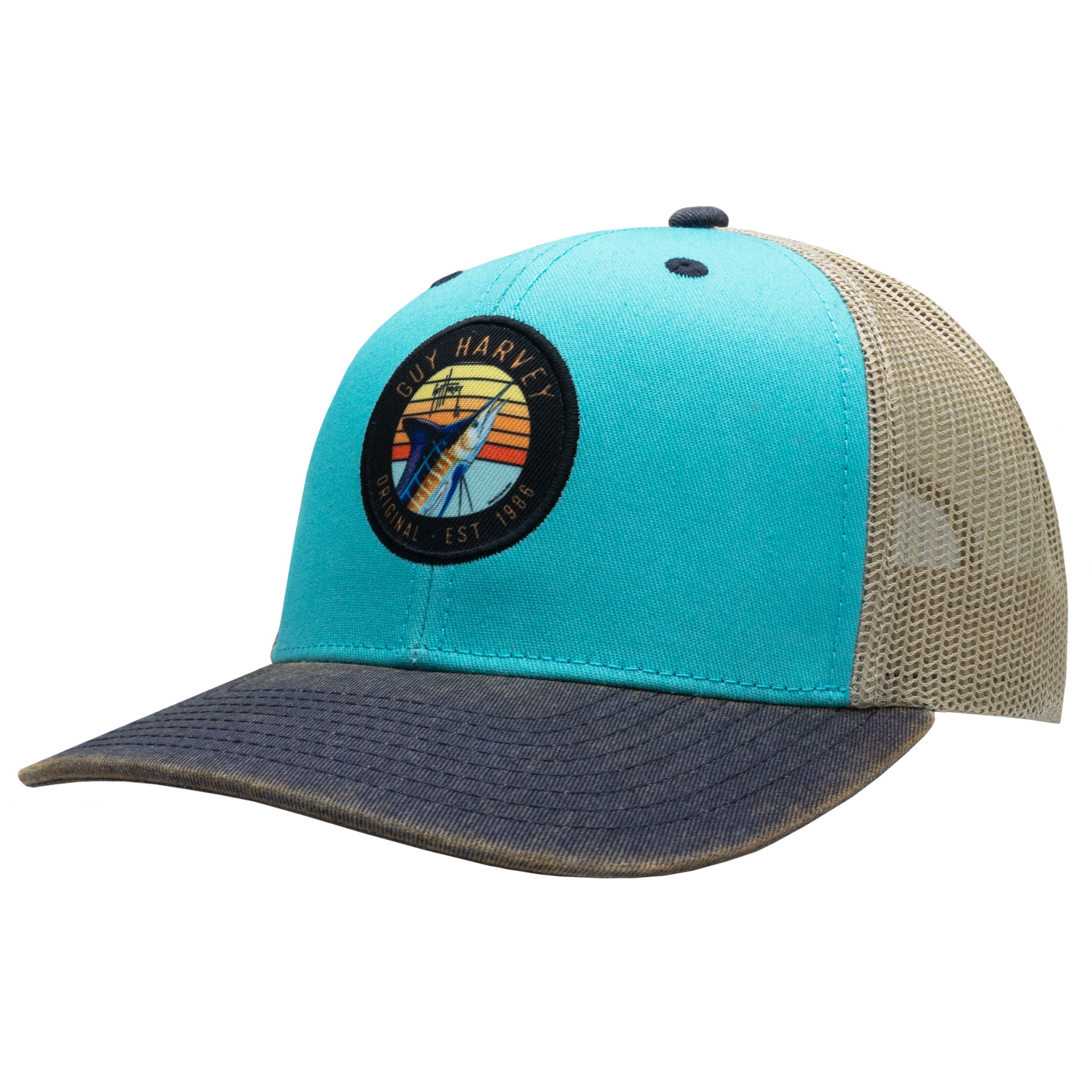 Guy Harvey Men's Chambray Trucker Hat, Caviar/Fishy Camo, One Size :  : Clothing, Shoes & Accessories