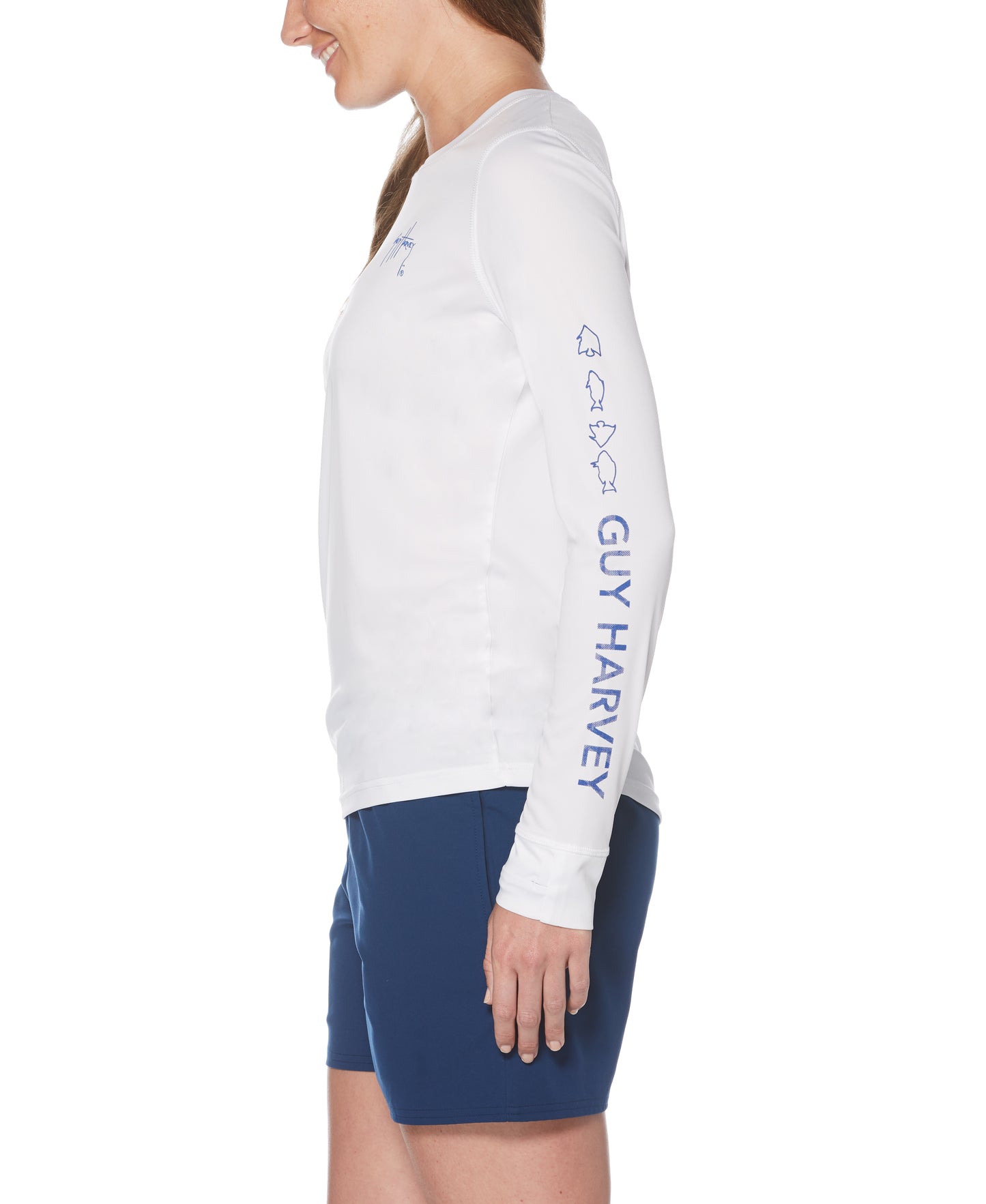 Ladies Core Solid White Sun Protection Top View 3