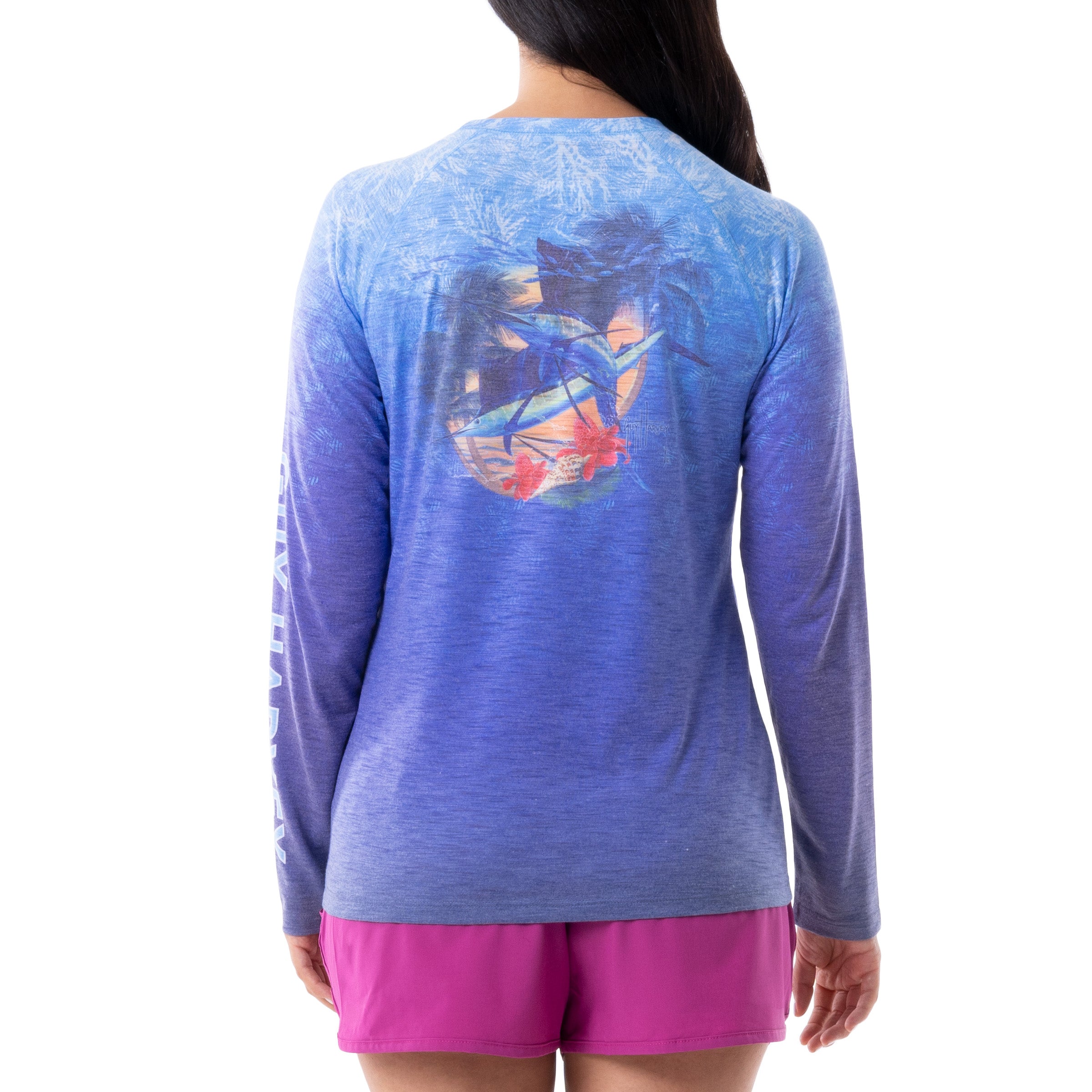 Guy Harvey | Ladies Sailfish Rays Long Sleeve V-Neck T-Shirt, Small