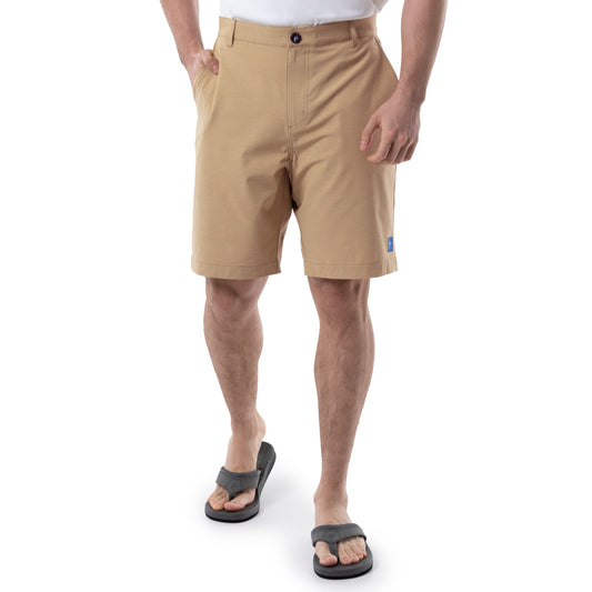 Men's Khaki Performance Hybrid Short 4-Way Stretch View 1