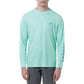 Men Long Sleeve Performance Fishing Sun Protection with UPF 50 Plus. Color Green Front View 25