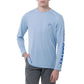 Men Long Sleeve Performance Fishing Sun Protection with UPF 50 Plus. Color Light Blue Front View 37