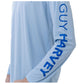 Men Long Sleeve Performance Fishing Sun Protection with UPF 50 Plus. Color Light Blue Sleeve has Guy Harvey text View 39