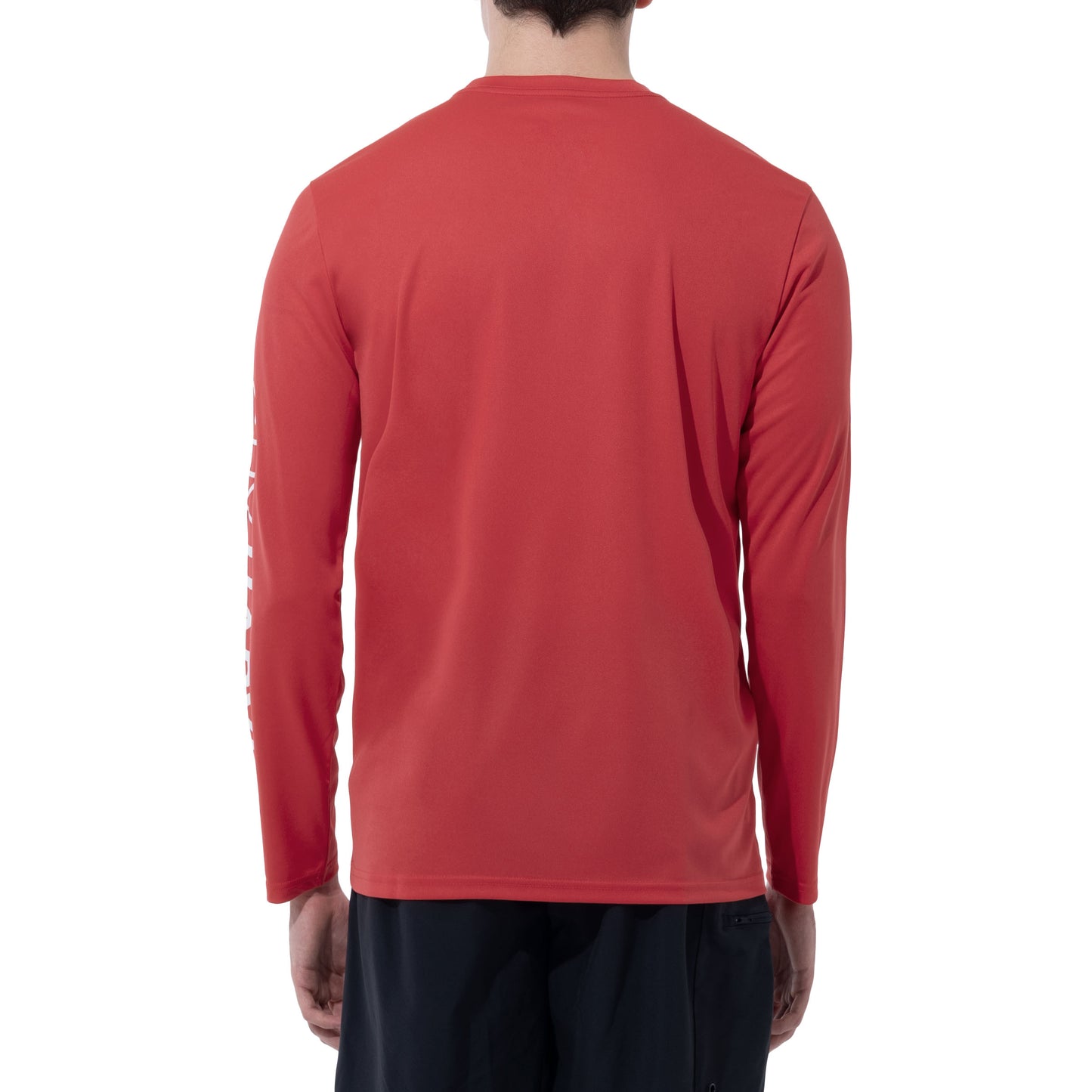 Men Long Sleeve Performance Fishing Sun Protection with UPF 50 Plus. Color Red Back View 14
