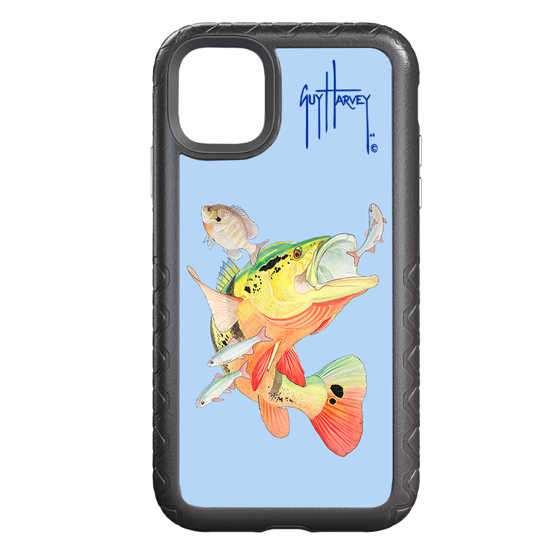 Guy Harvey | Fortitude Peacock Bass and Shiners Phone Case Apple iPhone 11 Pro Max, Slate Blue