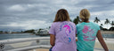 Two women wearing shoreline t-shirts from Guy Harvey