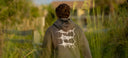 A man wearing a fleece hoodie