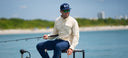 Man wearing Guy Harvey Eco Angler Fishing Shirt
