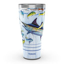 Tervis tumbler 30oz with Guy Harvey Marlin and Mahi fish design on a white background
