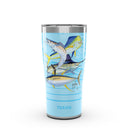 Tervis tumbler with Guy Harvey fish collage design on a light blue background