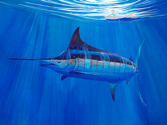 Enseigne Métal Guy Harvey – Dauphin Baleine Marlin Bleu – 18x17 – Art Océan Neuf