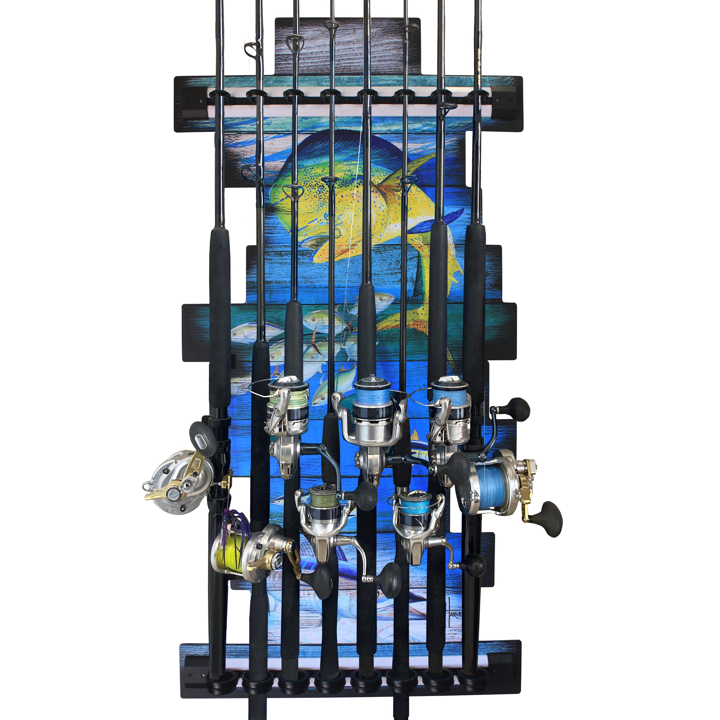 Guy Harvey Mahi 8 Rod Rack View 1