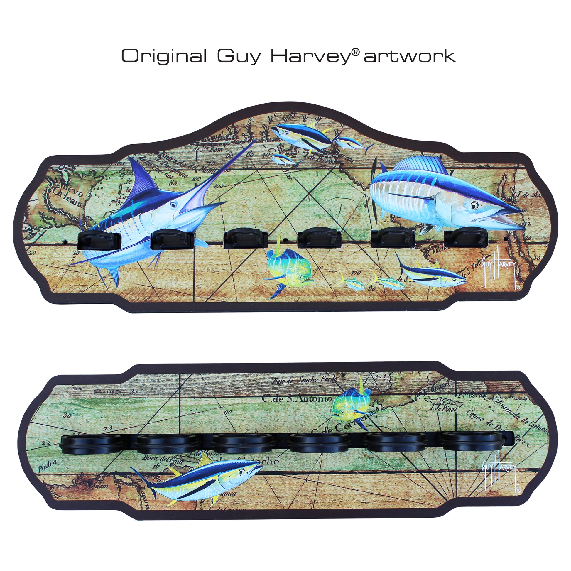 Guy Harvey Ancient Map 6 Rod Wall Rack View 2