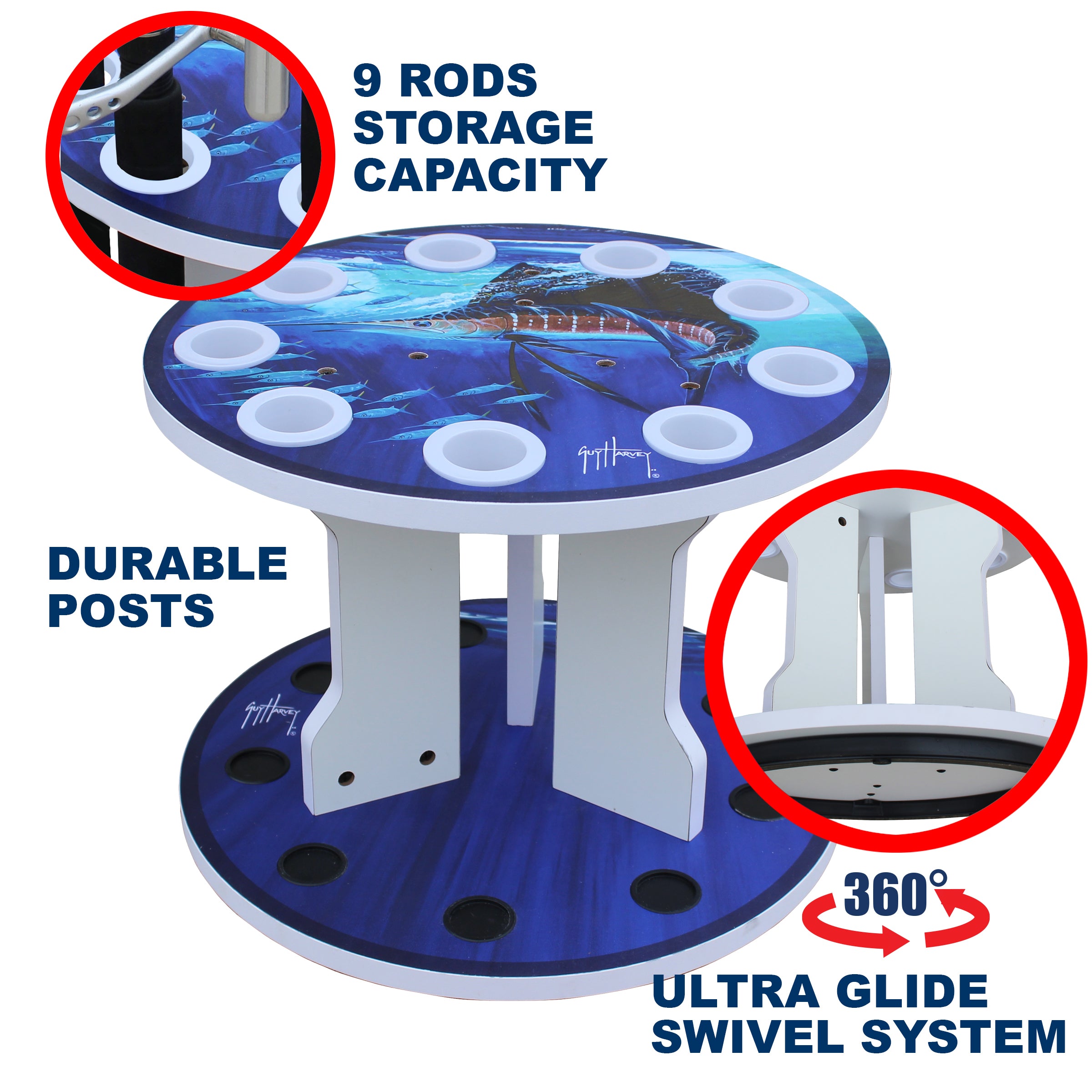 Guy Harvey Sailfish Spinning 9 Rod Rack View 4