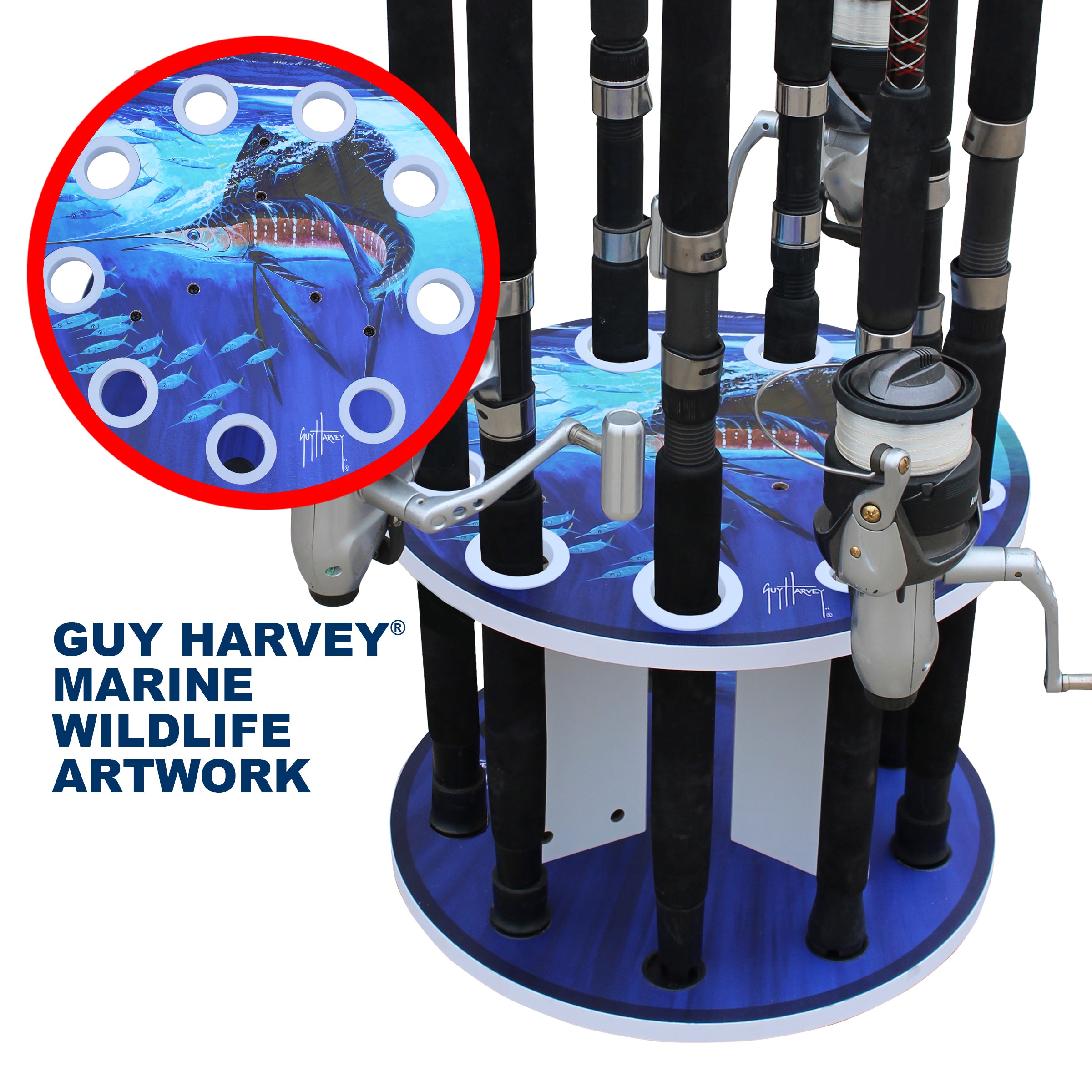 Guy Harvey Sailfish Spinning 9 Rod Rack View 5