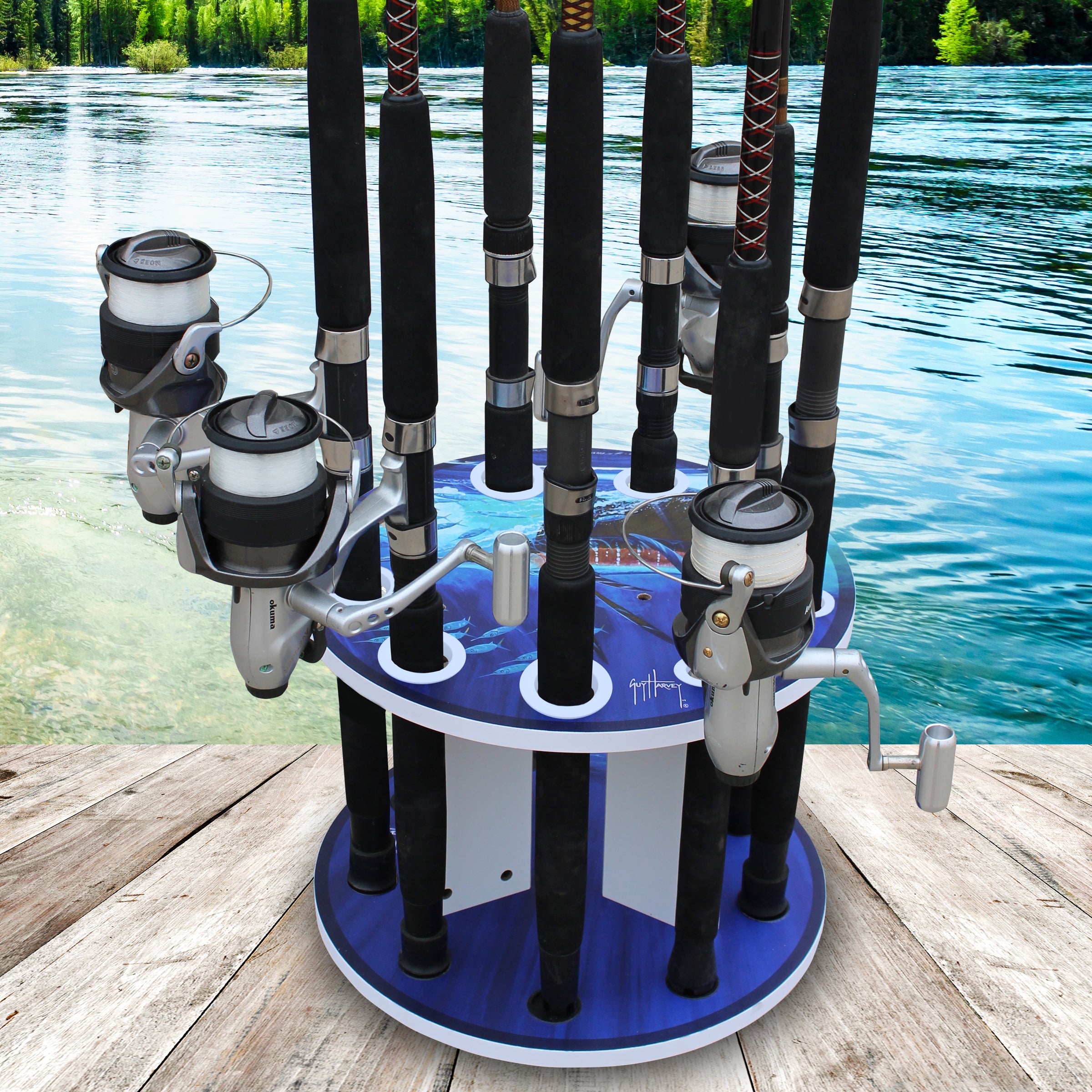 Guy Harvey Sailfish Spinning 9 Rod Rack View 6