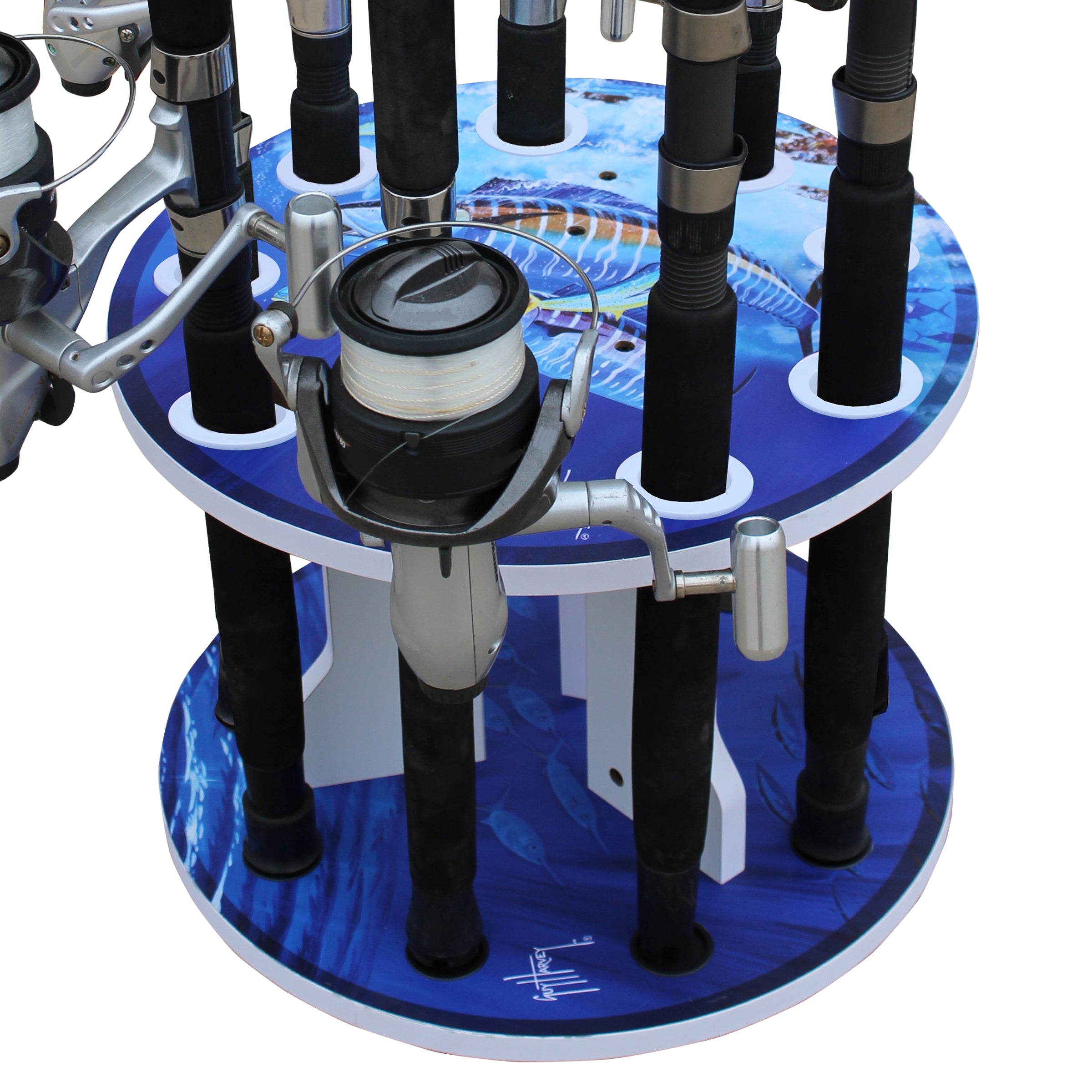 Guy Harvey Wahoo Spinning 9 Rod Rack View 1