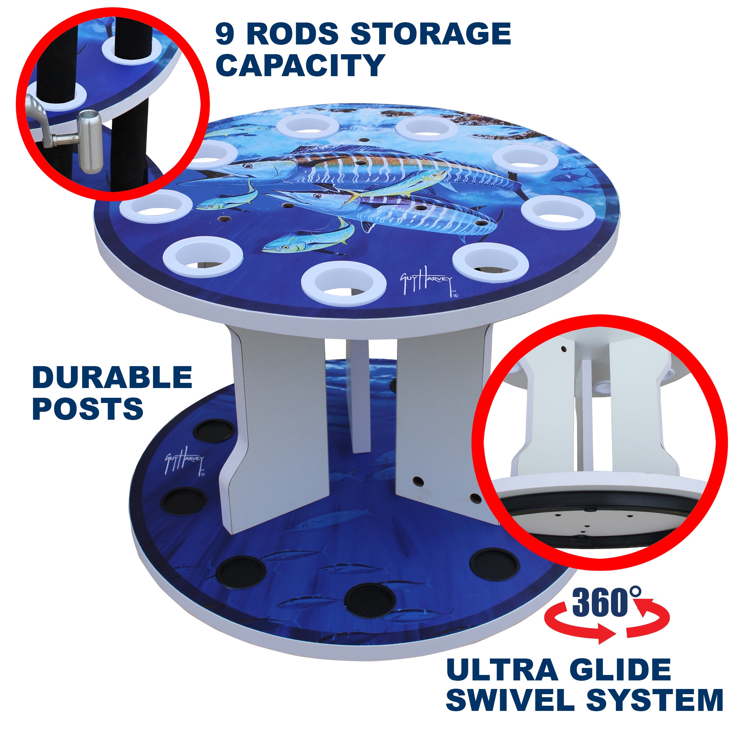 Guy Harvey Wahoo Spinning 9 Rod Rack View 5