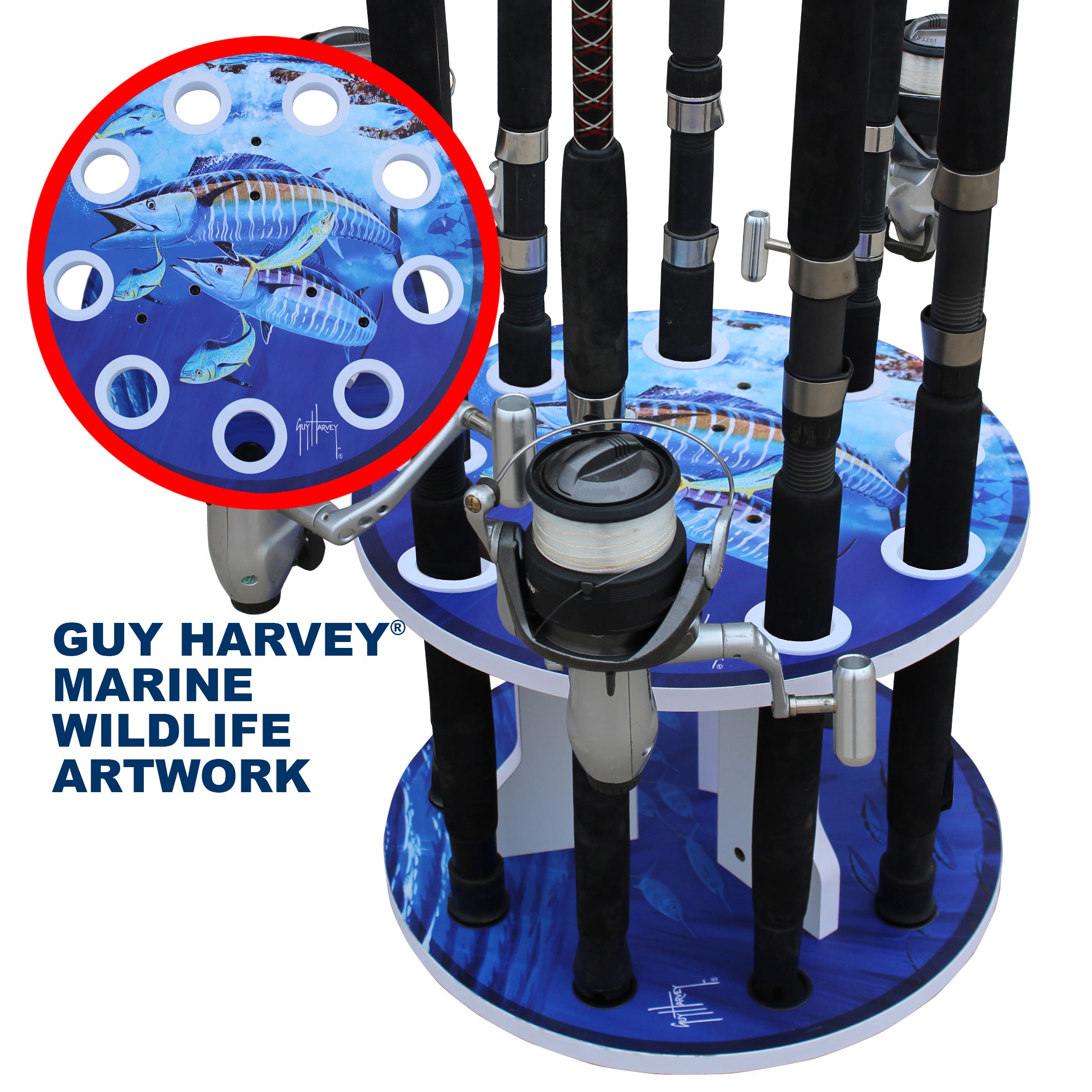 Guy Harvey Wahoo Spinning 9 Rod Rack View 4