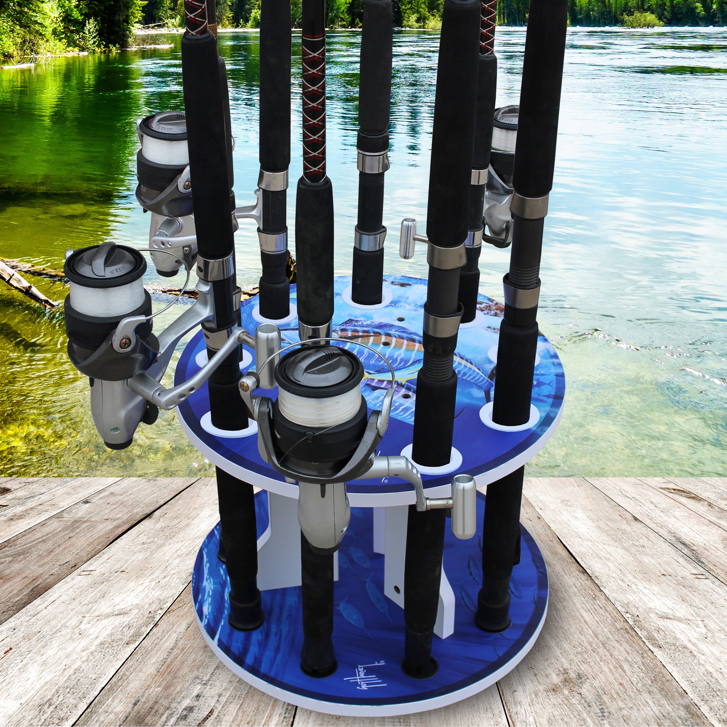 Guy Harvey Wahoo Spinning 9 Rod Rack View 6