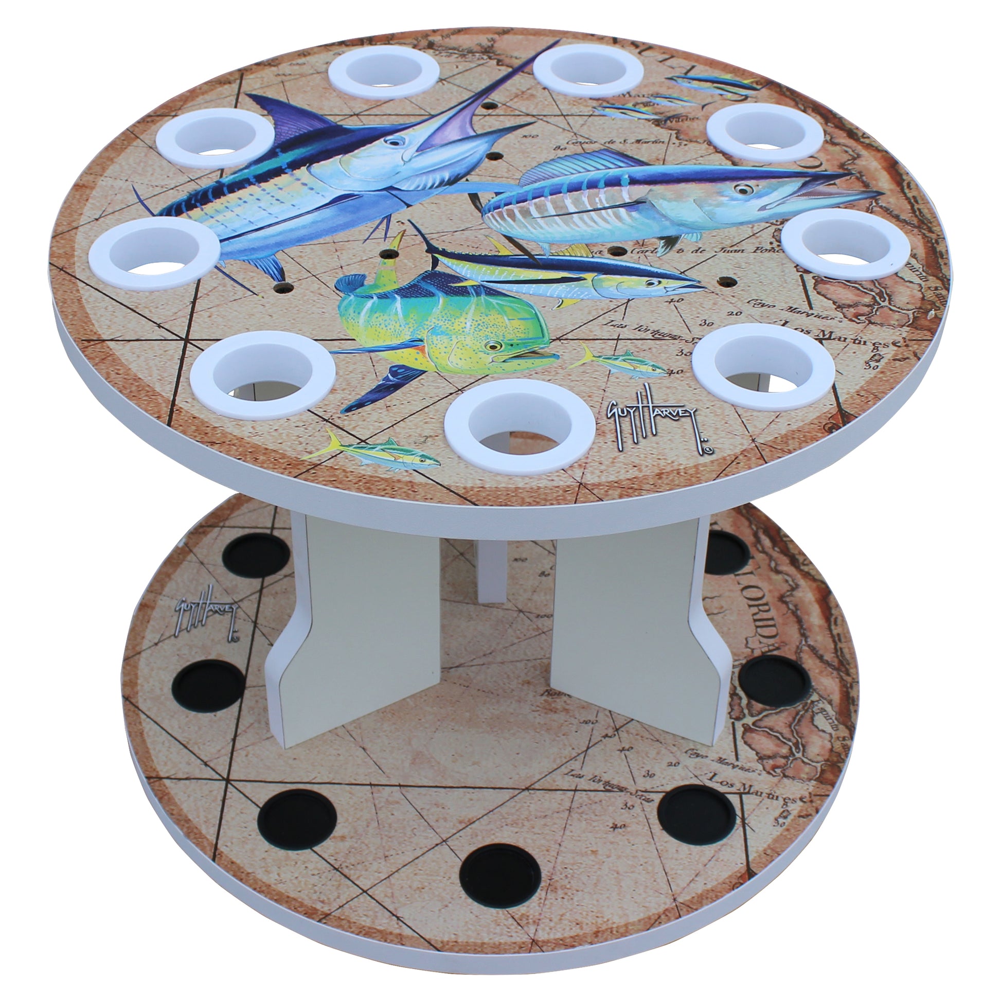 Guy Harvey Ancient Map Spinning 9 Rod Rack View 2