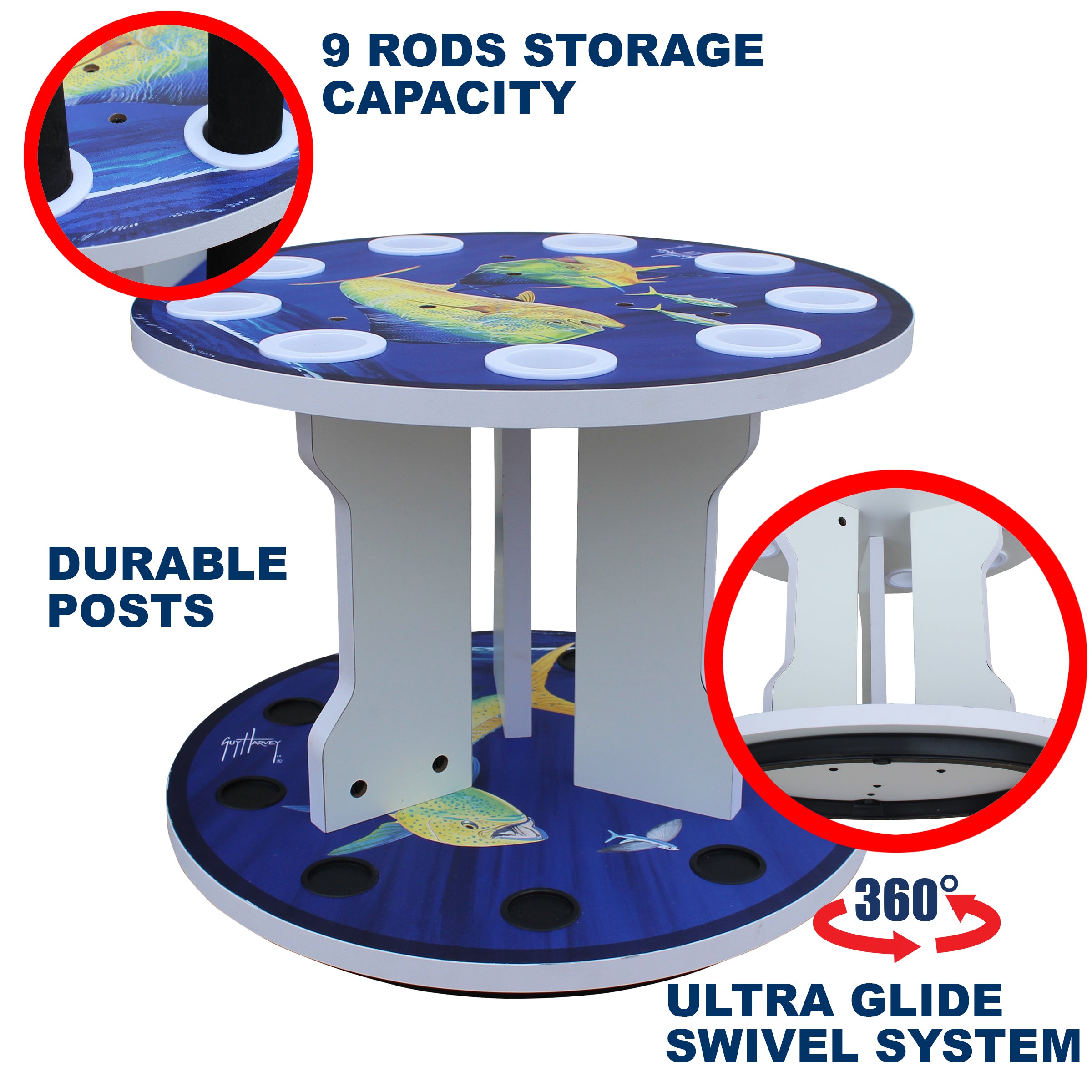 Guy Harvey Mahi Spinning 9 Rod Rack View 4