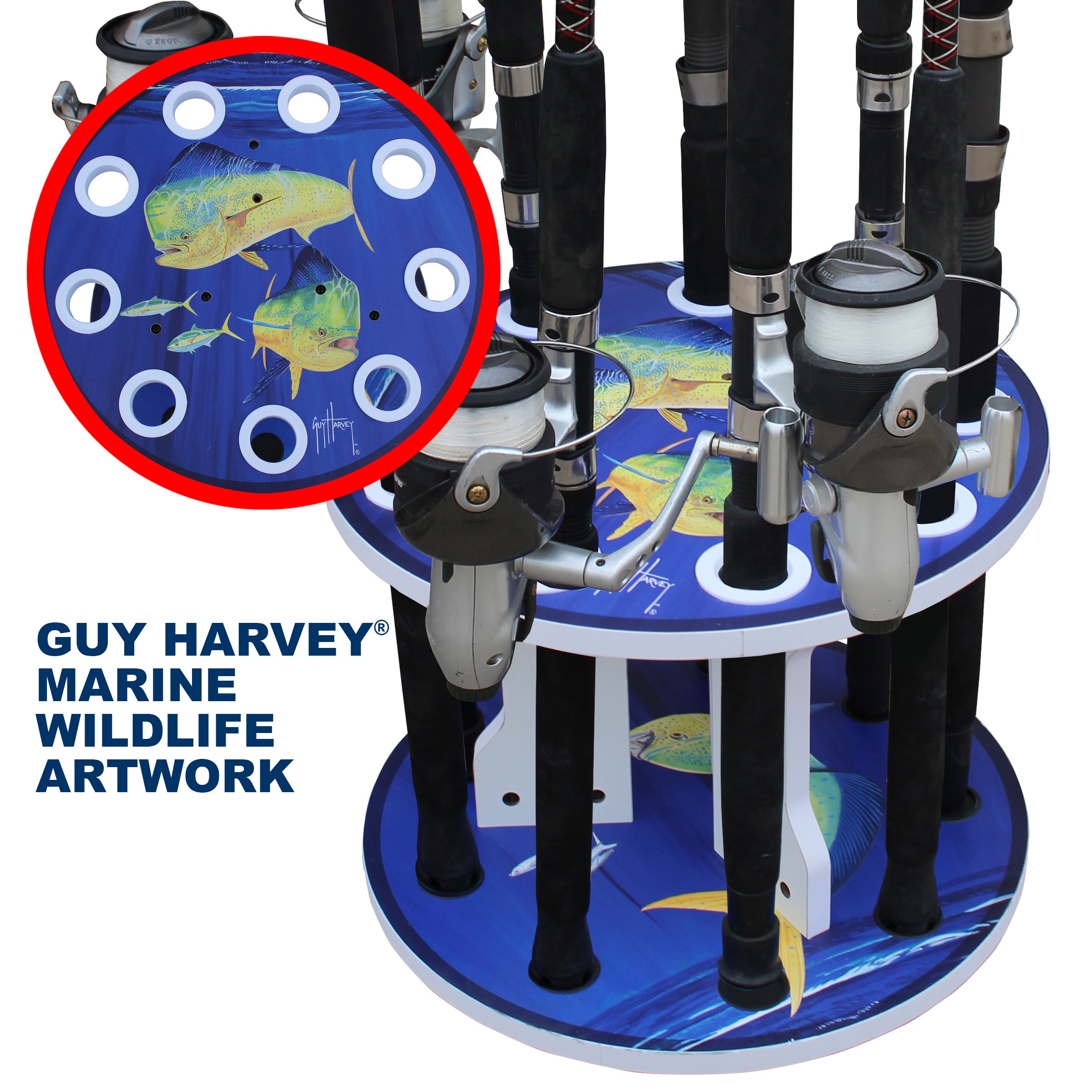 Guy Harvey Mahi Spinning 9 Rod Rack View 3