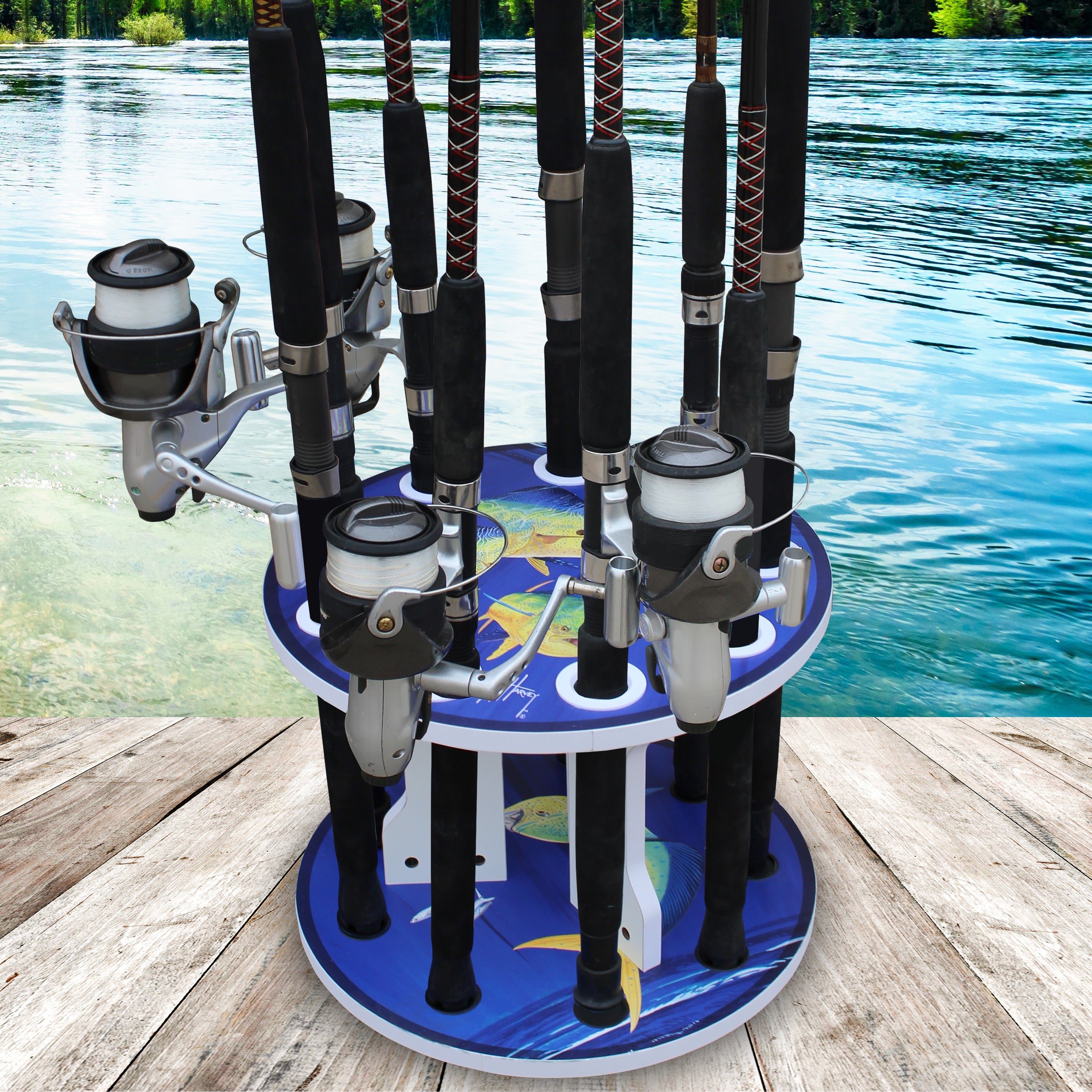 Guy Harvey Mahi Spinning 9 Rod Rack View 5