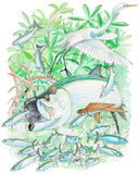 "Tarpon and Egret" Original