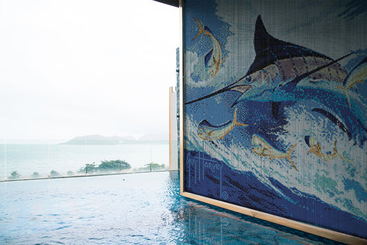 Blue Commocean Mosaic Mural - Small