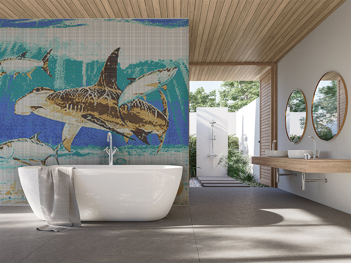 Hammerhead Shark Mosaic Mural - Large