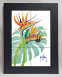 "Green Mango Hummingbird" Tile Art