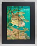 "Largemouth Bass with Crayfish" Tile Art