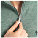 A close-up of  a Guy Harvey Coastal Classic Quarter zip in sage green