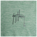 A close-up of  the heatseal on a Guy Harvey Coastal Classic Quarter zip in sage green