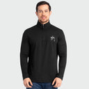 A man wearing a black Guy Harvey coastal classic quarter zip