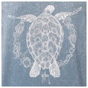 A square graphic print featuring a white line-art illustration of a sea turtle with shells and starfish on a distressed blue background. The artist signature 'Guy Harvey' is visible at the bottom.