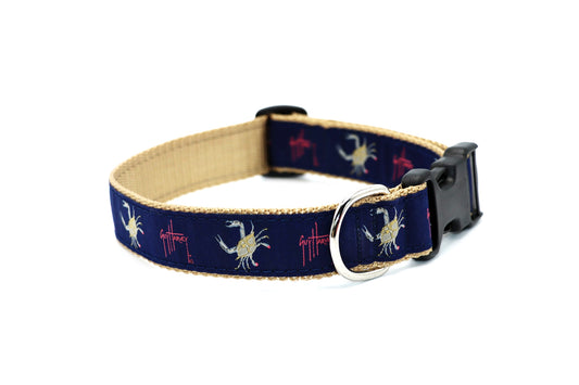 Crab on Navy Dog Collar