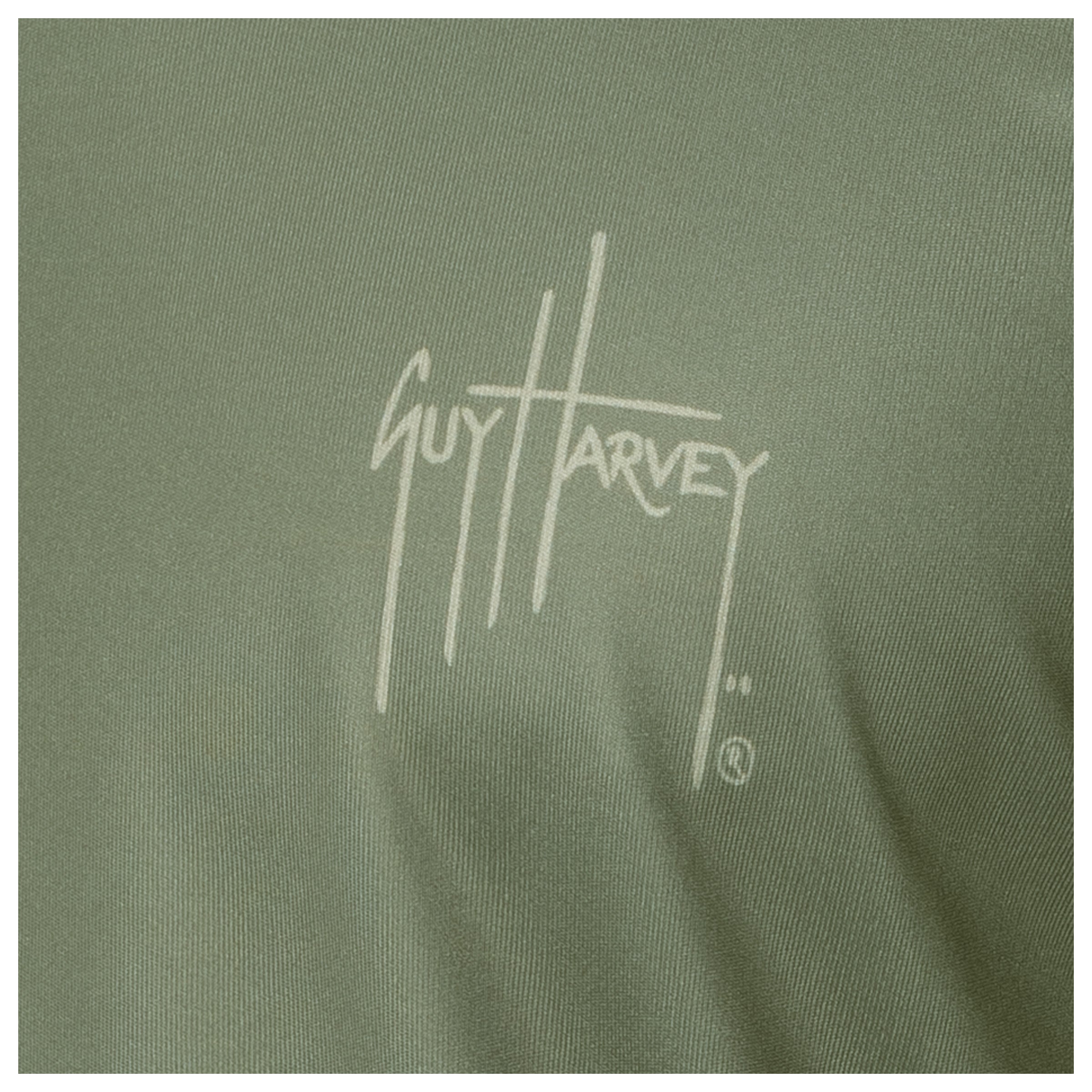 Green fabric with Guy Harvey logo