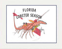 Illustration of a lobster with 'Florida Lobster Season' text on a white background