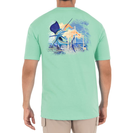 Men's Marlin Sunset Short Sleeve Pocket T-Shirt