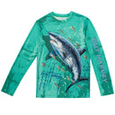 Kids Performance Sun Protection Crew - Green In the Water