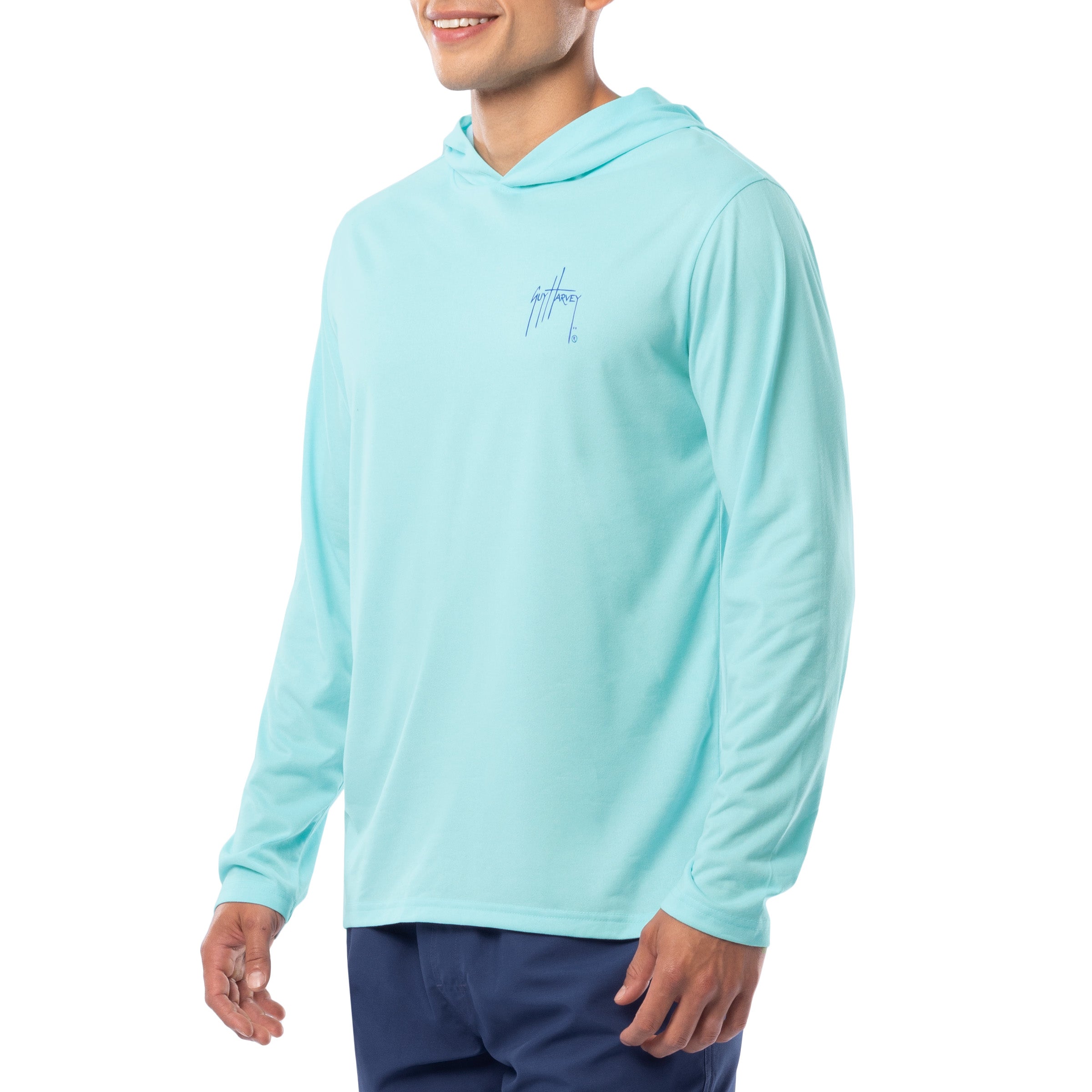 Men's Marlin Stencil Long Sleeve Performance Hoodie