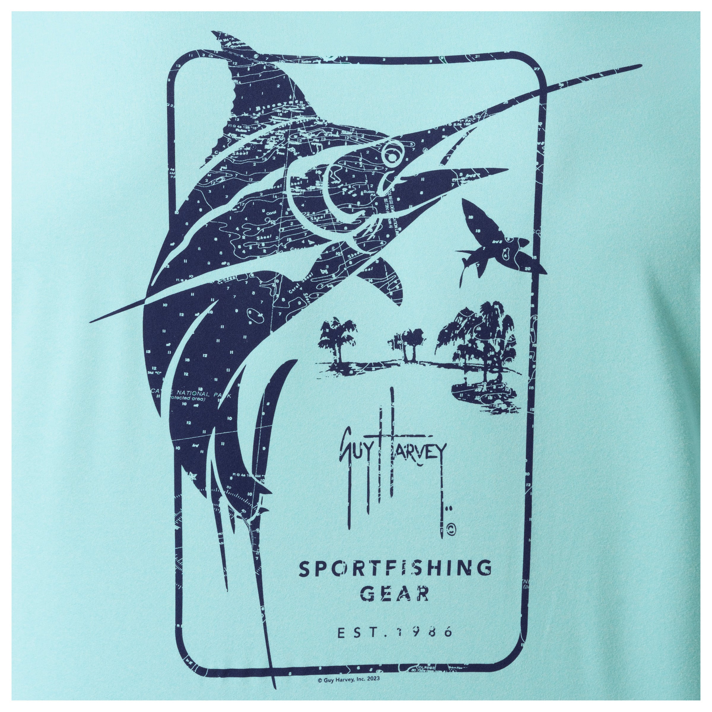 Men's Marlin Stencil Long Sleeve Performance Hoodie