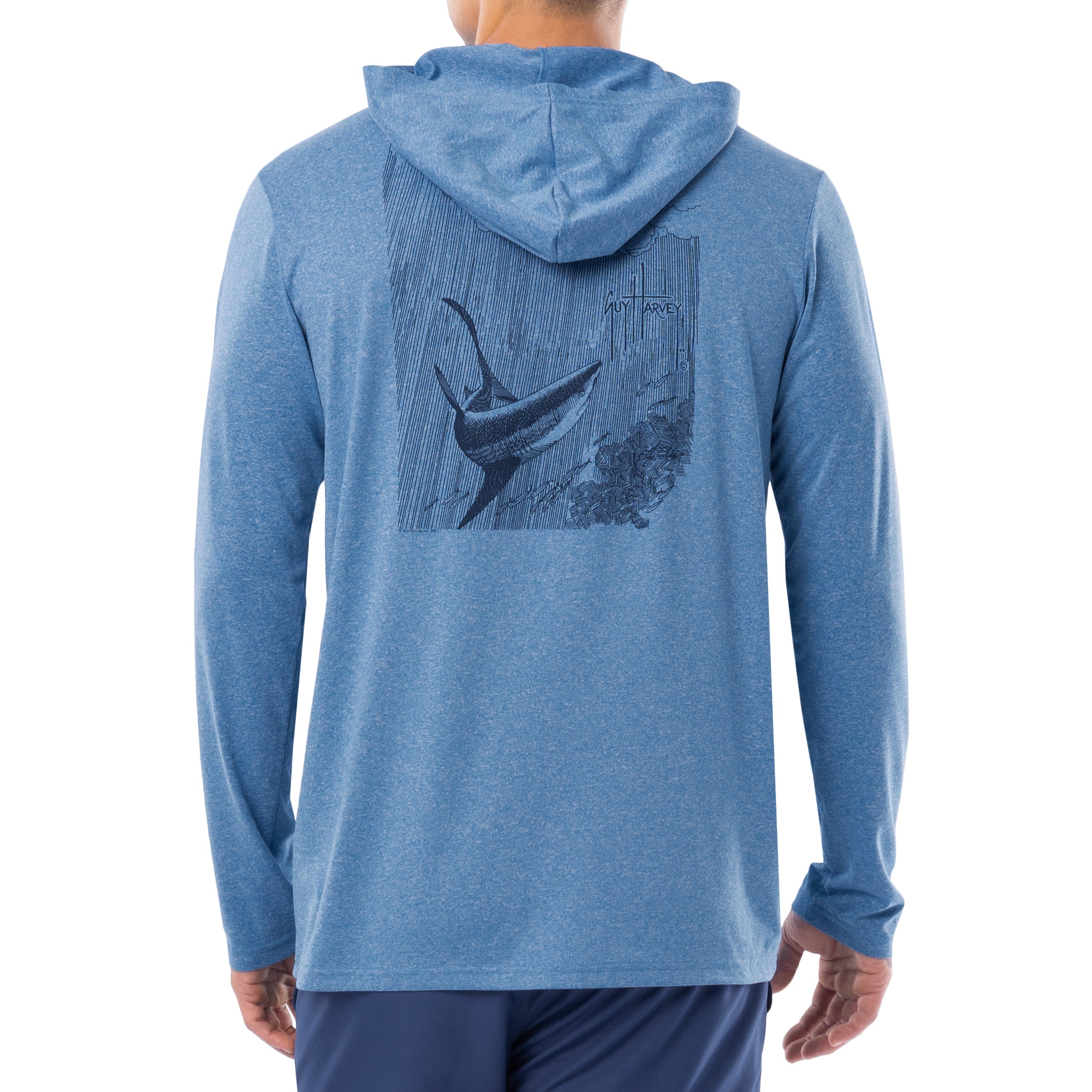 Men's Shark Sketch Long Sleeve Performance Hoodie