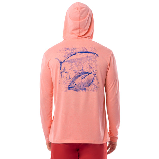 HERCULES Men's Fishing Hoodie Sun Protection Long Sleeve Fishing Shirt UPF  50+ for Fishing, Running, Hiking, Outdoor Gray Without Neck Gaiter X-Large