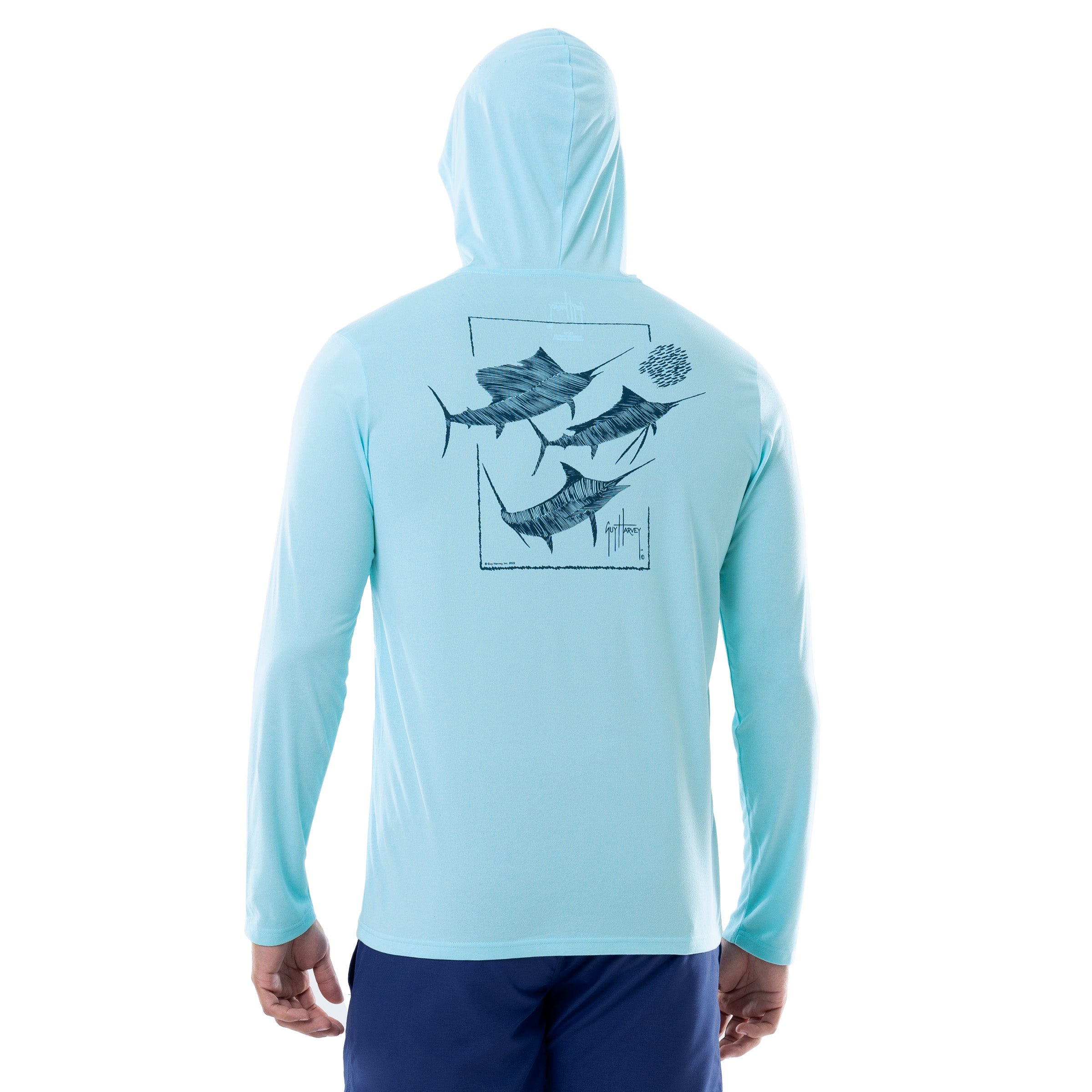 Men's Scribble Collage Marlin Long Sleeve Performance Hoodie View 1