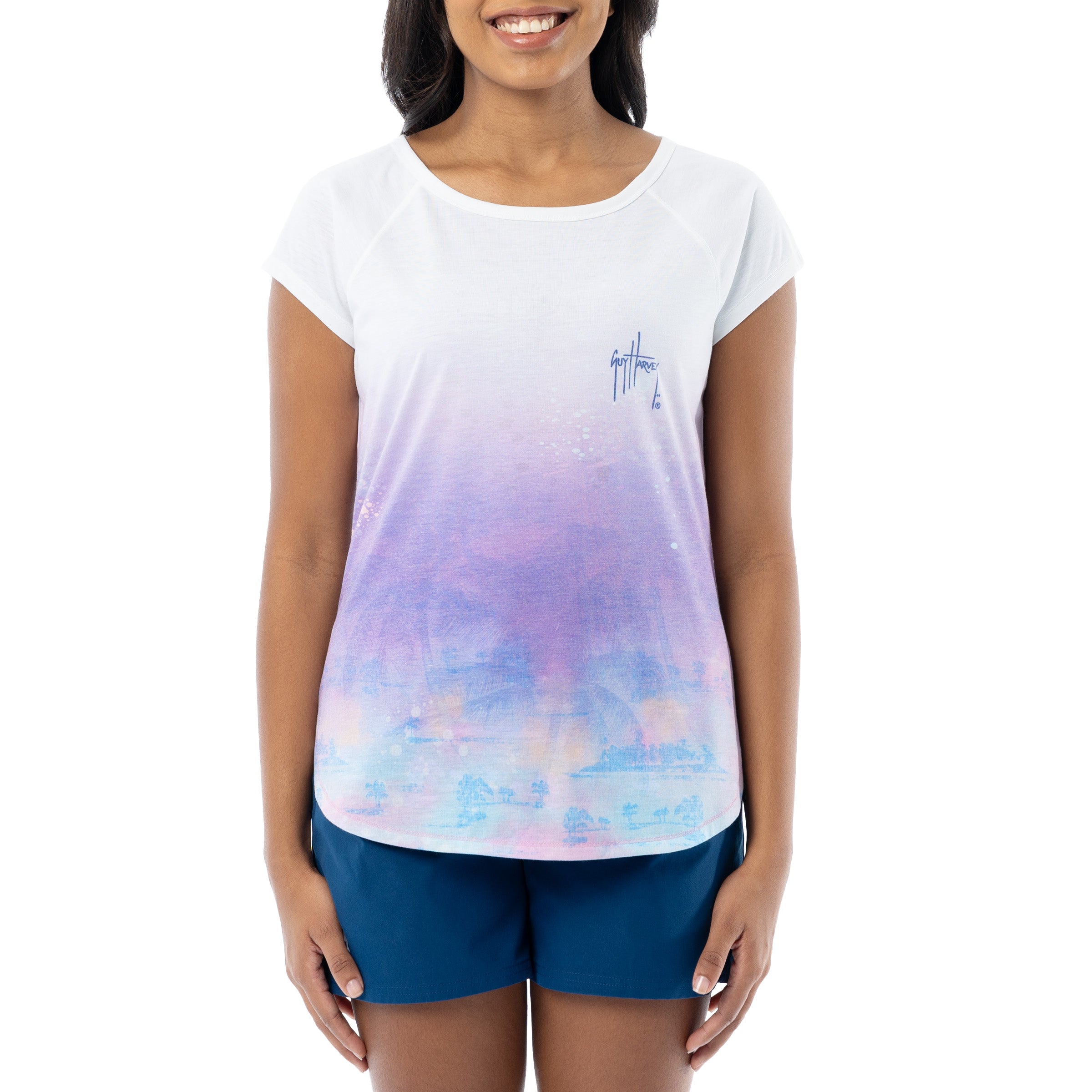 Ladies Beach Side Short Sleeve Poly/Rayon Slub Top