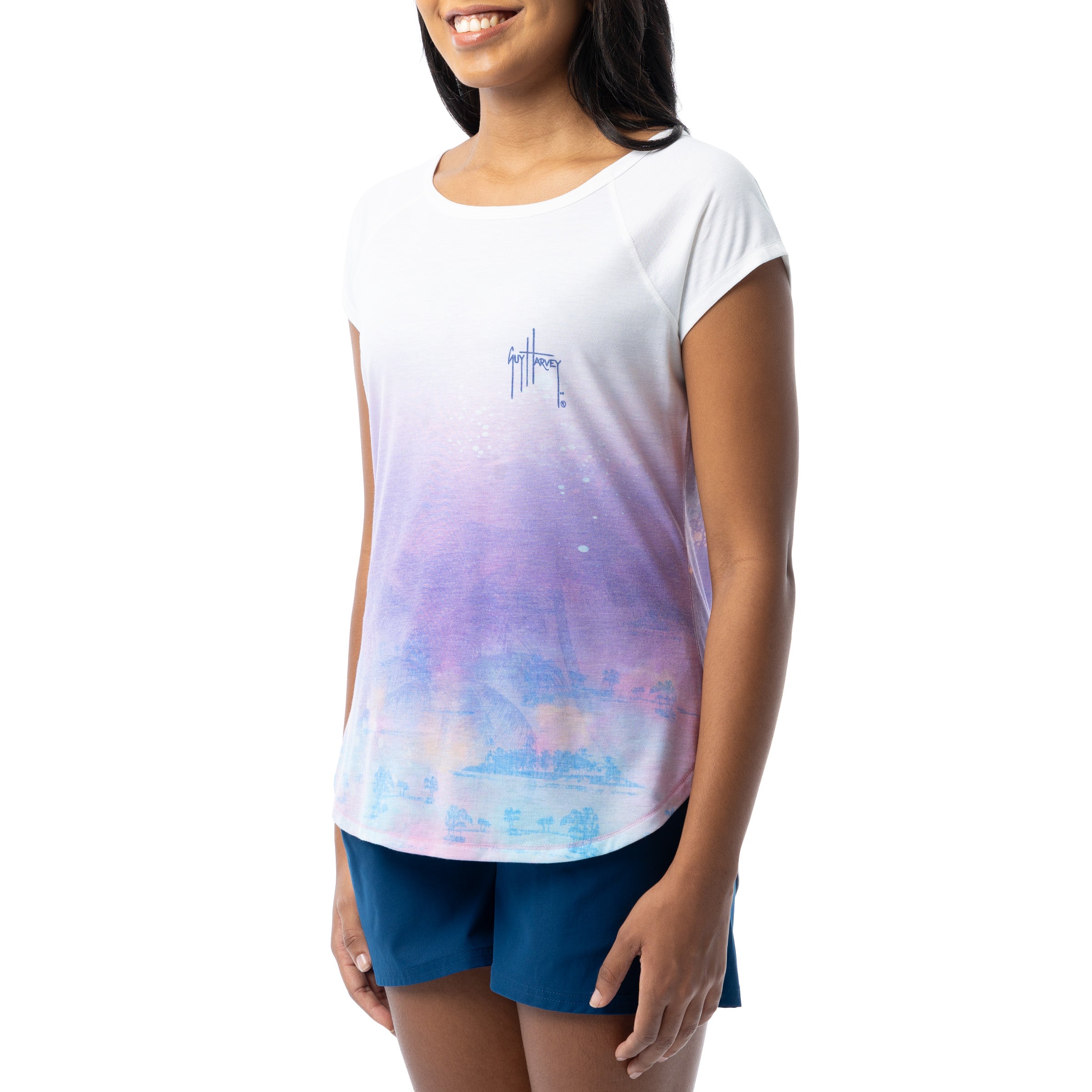 Ladies Beach Side Short Sleeve Poly/Rayon Slub Top